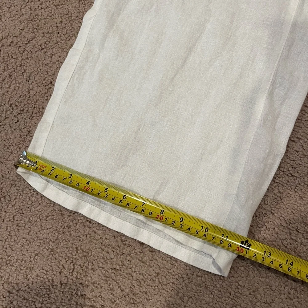 CYNTHIA ROWLEY White Linen Flare Wide-leg Pants - Picture 9 of 10